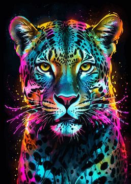 Luipaard Neon Aquarel van MIROKKU