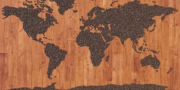 Carte du monde en grains de café sur Frans Blok