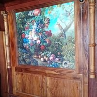 Klantfoto: Groot stilleven van bloemen met vogels, Johann Baptist Drechsler, als behang
