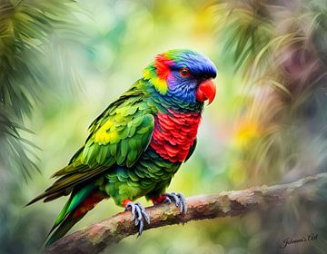 Prachtige vogels van de wereld - Muskus Lorikeet vogel van Johanna's Art