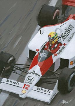 Peinture d'Ayrton Senna sur la Formule 1