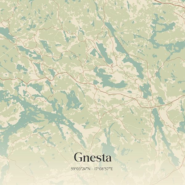 Vintage map of Gnesta, Sweden. by Prints of Place