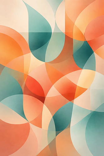 Warme Abstracte Lagen met Teal en Koraal