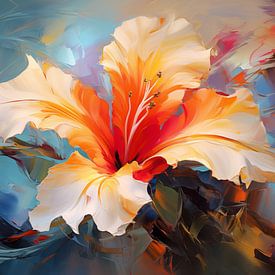 Oil painting of a colourful flower with dynamic brushstrokes, art design by Animaflora PicsStock