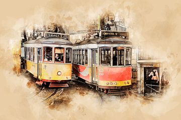 Historische tram in Lissabon van Peter Roder