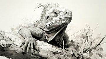 dessin à la plume d'un iguane sur Gelissen Artworks