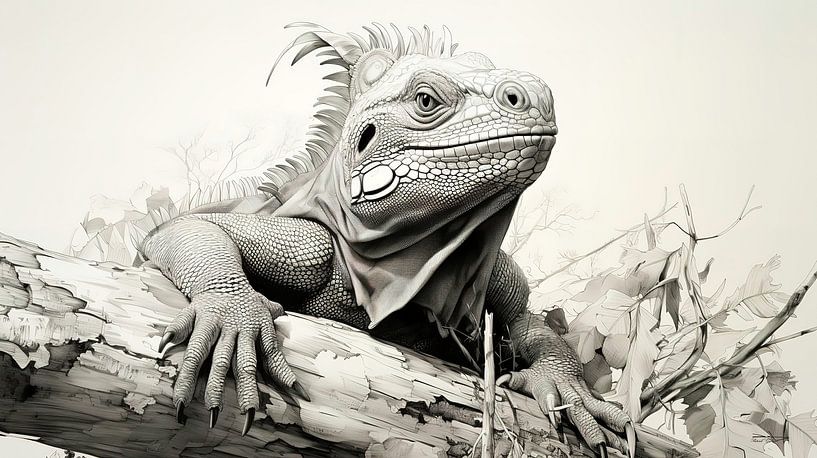 Federzeichnung eines Leguans von Gelissen Artworks