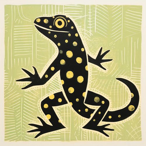 Whimsy Folk Geëtst Patroon Gekko