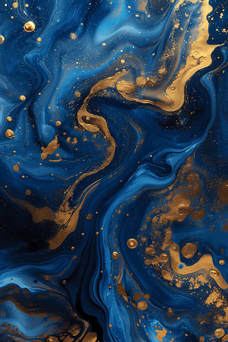 Golden Galaxy: Dunkelblaue Marmorierung & Gold-Details