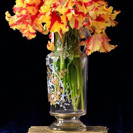 Still life with parrot tulips by Thomas Jäger