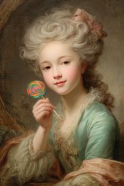 Baroque Lady with Lollipop - Merry Painting by Peter Pen Drawings and Paintings
