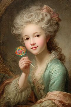 Baroque Lady with Lollipop - Merry Painting