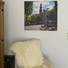 Klantfoto: Westerkerk gezien vanaf de Bloemgracht in Amsterdam van Peter Bartelings, op canvas