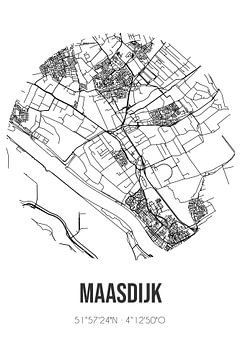 Maasdijk (Zuid-Holland) | Landkaart | Zwart-wit van Rezona