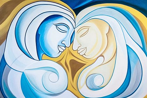 Moderne kunst van verbonden gezichten