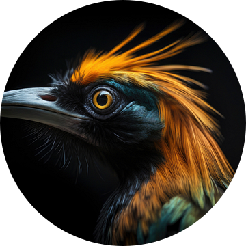 Paradijsvogel Portret Met Donkere Achtergrond van Digitale Schilderijen