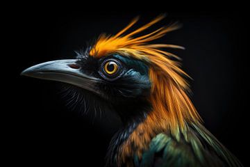 Paradijsvogel Portret Met Donkere Achtergrond van Digitale Schilderijen