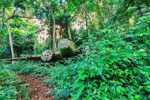 Wrak van een vliegtuig in Suriname