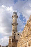 Historische vuurtoren van Chania op Kreta in de zomer, Griekenland