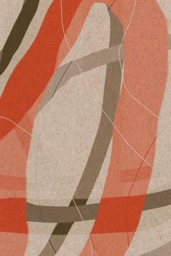 Formes modernes abstraites et minimalistes en rouge corail, marron, beige, blanc IV sur Dina Dankers