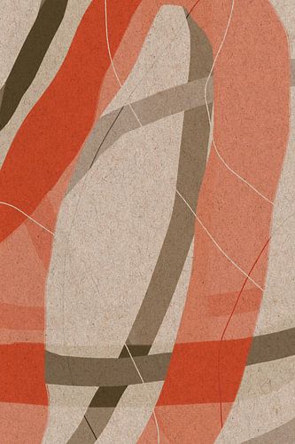 Formes modernes abstraites et minimalistes en rouge corail, marron, beige, blanc IV