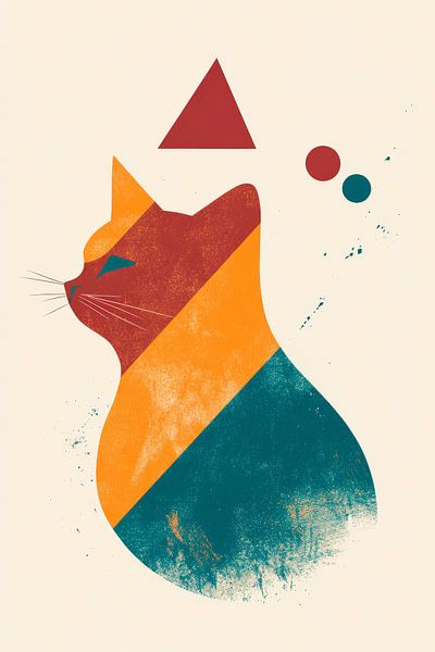Colourful cat silhouette Dream Geometric beauty of the by Poster Art Shop