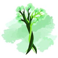Trees in love. Spring / summer Theme. Digital painting.
