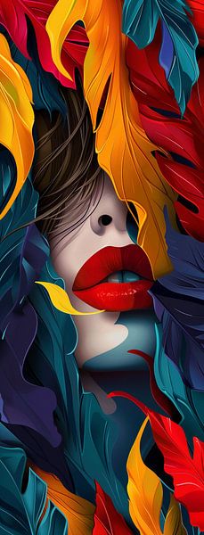 Abstract Human Face with Vibrant Colourful Shapes by artefacti