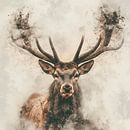 Abstract deer with antlers by Mel Digital Art thumbnail