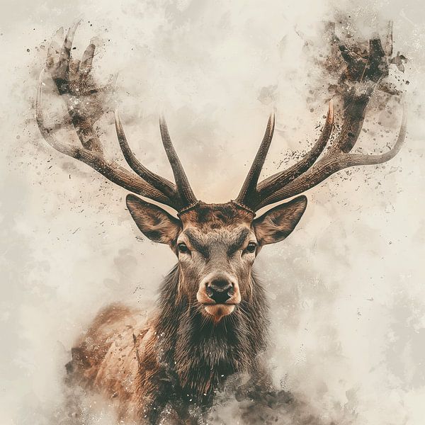 Abstract deer with antlers by Mel Digital Art