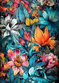 Tropical Flowers plant art by JBJart Justyna Jaszke