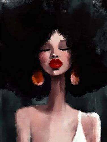 painted portrait of dark-skinned woman