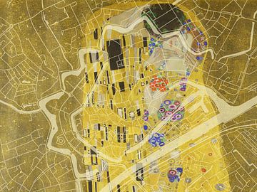 Kaart van Middelburg Centrum met de Kus van Gustav Klimt van Map Art Studio