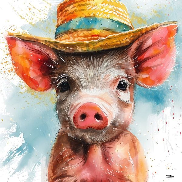 cochon de ferme abstrait par Gelissen Artworks