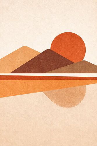 Abstract Desert Sunset Wall Art – Modern Geometric Landscape Print