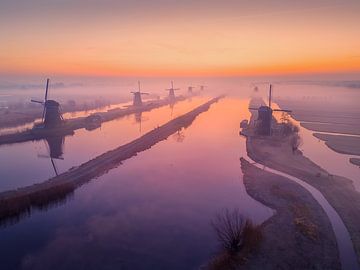 Kinderdijk en vue d'oiseau sur Antoine van de Laar