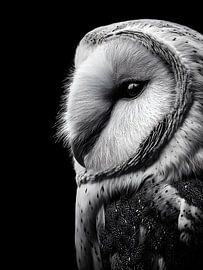 Owl - Calm elegance in a monochrome side profile by drdigitaldesign