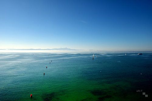 Lake Constance with a view of the Swiss Alps