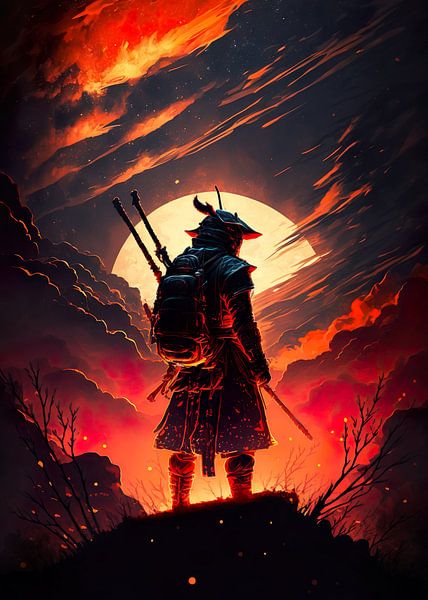 samurai warrior standing to last fight by Onexart