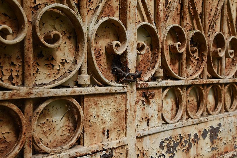 Rusty door with padlock by Bert Kottier