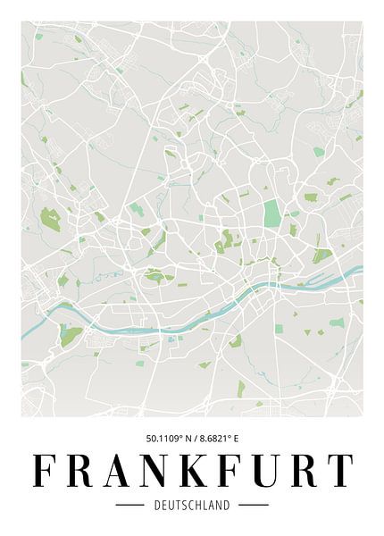 Frankfurt city map poster - Minimalist map of the Main metropolis by Poster Art Shop