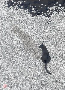 Katze und die Spinne - Zeichnung von Yvonne Jansen