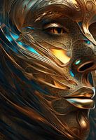 Vrouw gezicht abstract, goud & edel met ornamenten