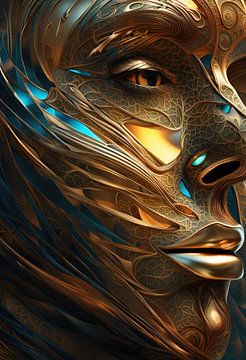 Frau Gesicht abstrakt, gold & edel mit Verzierungen von Creavasis