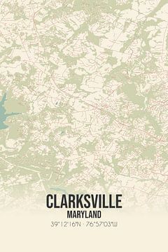 Vintage landkaart van Clarksville (Maryland), USA. van Rezona