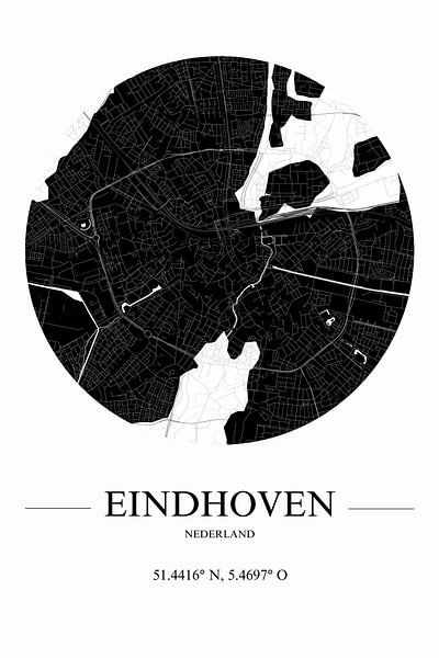 Eindhoven city map with coordinates by Art & Soul Creations