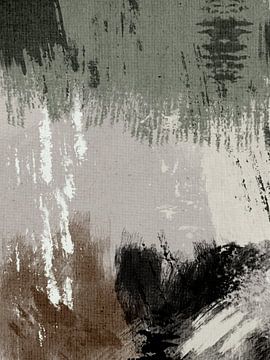 Abstract artwork with soft brushstrokes in beige, green, brown and black by Imaginative
