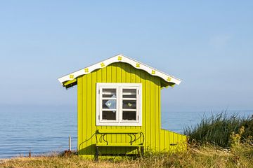 Groen strandhuisje Æro Denemarken