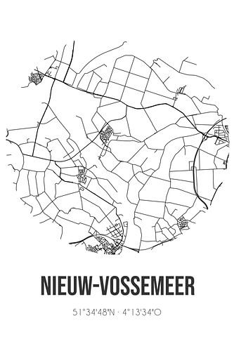 Nieuw-Vossemeer (Noord-Brabant) | Karte | Schwarz und Weiß