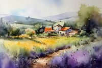 Aquarelle Landschaft Provance